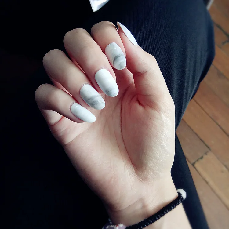 416-Chinese Ink Style Marble Smudge INS Europe And America Finished Product Manicure 24 PCs Boxed Send Glue Fake Nails