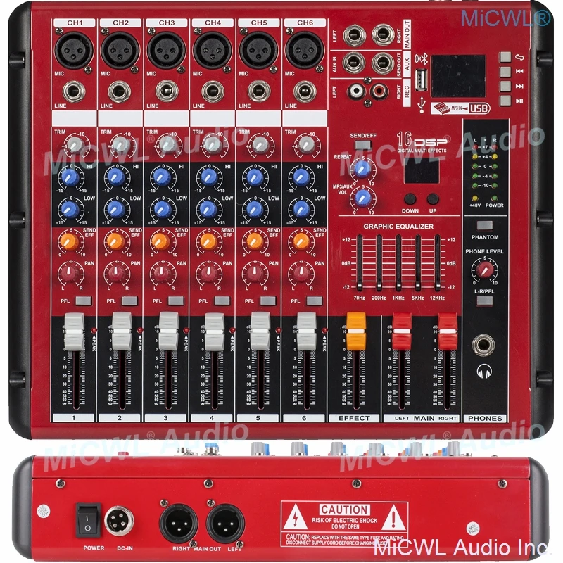 EFX6 6 Channel Bluetooth Sound Mixing Mixer Red