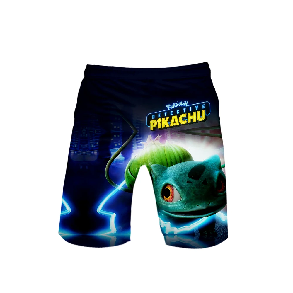 Пляжные шорты для мужчин с 3D принтом Pokemon Detective Pikachu, модные летние пляжные шорты с 3D принтом Пикачу, повседневные Молодежные Пляжные шорты с аниме