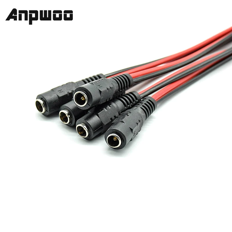 Mejor precio ANPWOO 5 uds de alimentación DC hembra cable 12V macho cable adaptador DC conector de clavija para Camera DC CCTV enchufe 5,5*2,1mm 5.5x2 1 ZemjLeEan