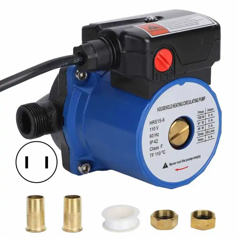 AC 110V Circulation Pump Heating Hot Water Home Accessories 6 Meter 65L/Min  Large Pump