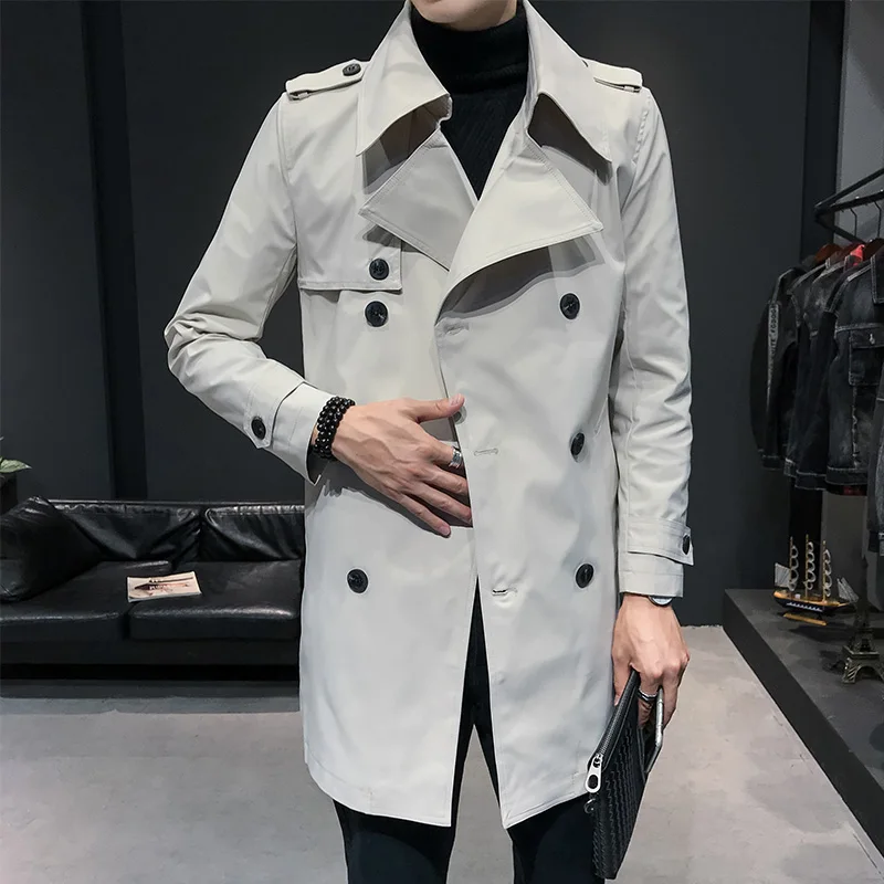 Mens Double Breasted Trench Coat Mens 