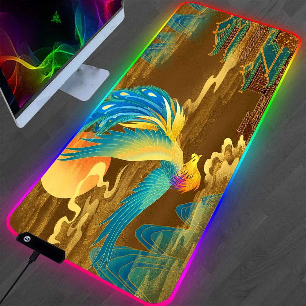 MRGLZY RGB Mouse Pad National Tide Chinese Style Thickened Seaming Oversized Office Games Luxury Gaming Large |
