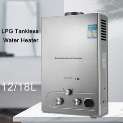 LPG Hot Water Heater Propane Gas Tankless Water Heater Shower 18L Heater Instant Water Heater On-Demand Stainless Water Boiler
