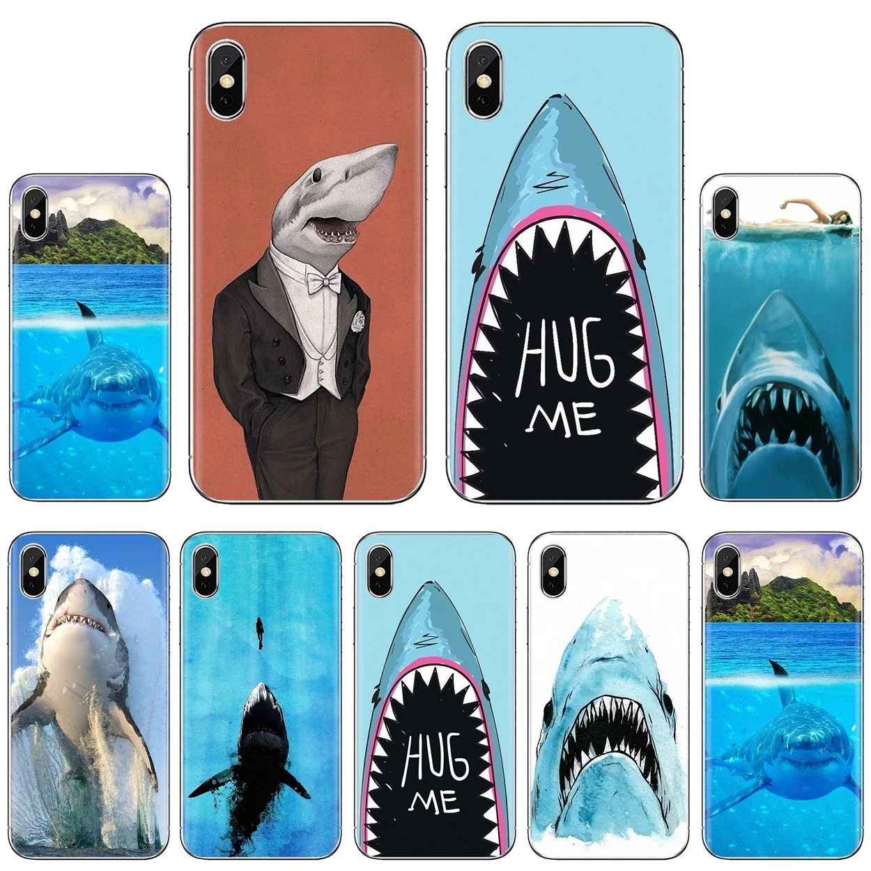 Мягкий силиконовый чехол из ТПУ для Samsung Galaxy Note 3 4 5 8 9 S3 S4 S5 Mini S6 S7 Edge S8 S9 S10 Plus jaws shark |