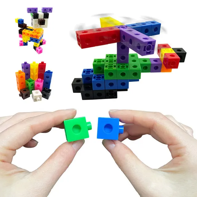 Montessori Rainbow Link Cubes Educational Toys Boxed Card Set Math Counting Learning Stacked Blocks Sensory Games Children Toys 3