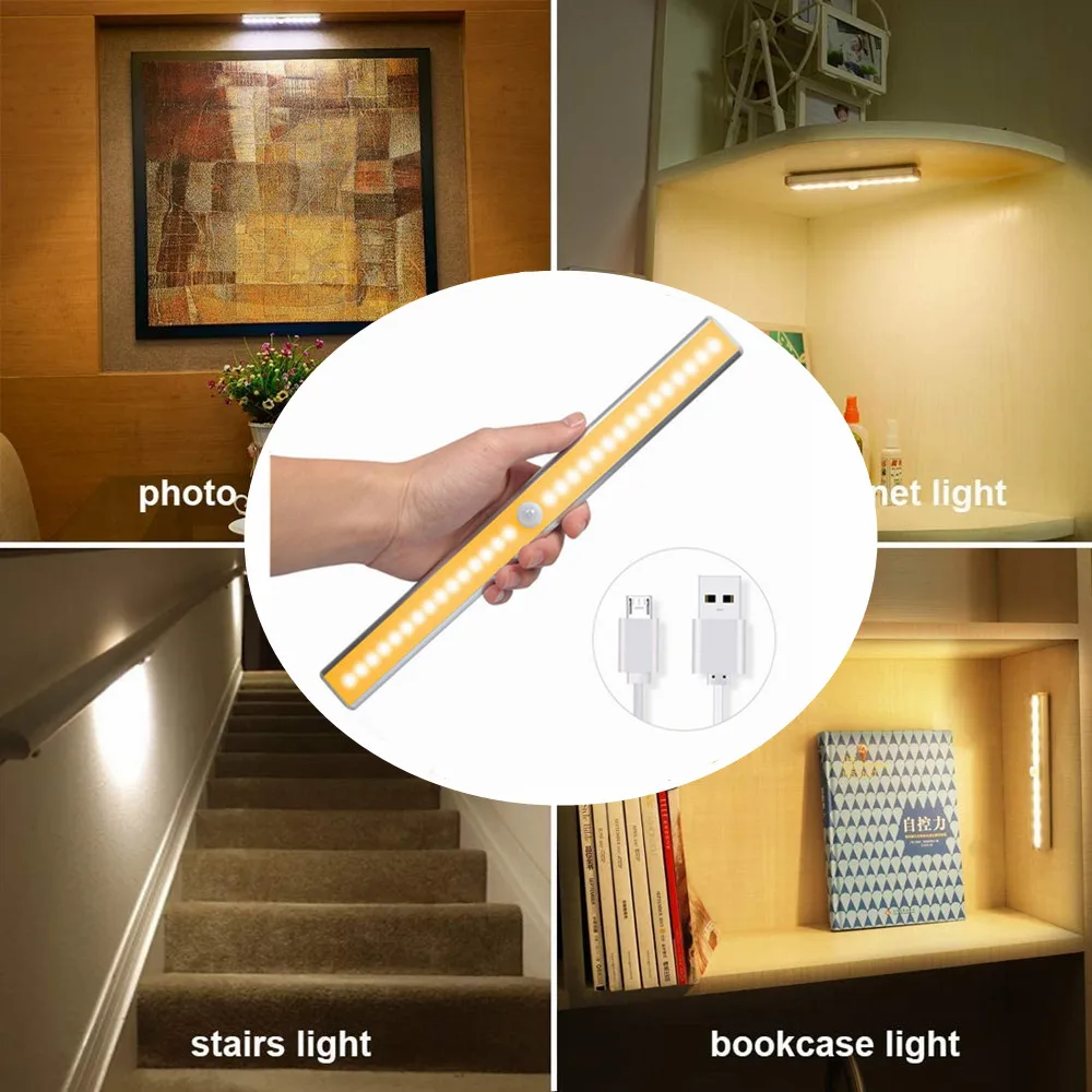 Motion Sensor Light Under Lighting 20 LEDs Closet Light USB