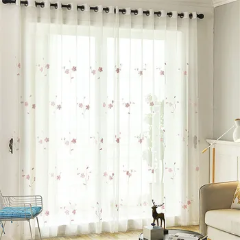 

Window screen peach pink screen embroidery bedroom living room floating window floor window