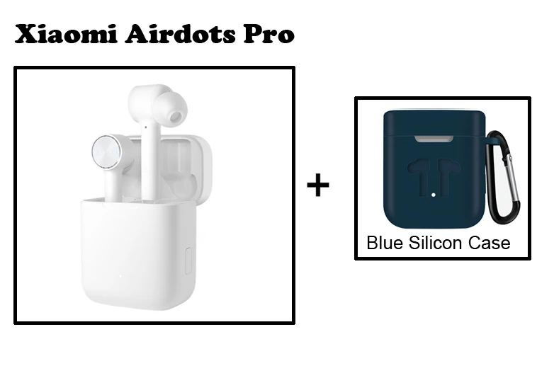 Оригинальные наушники Xiaomi Airdots Pro TWS, Bluetooth гарнитура, стерео, автоматическая пауза, переключатель ANC, ENC, управление нажатием, беспроводные наушники - Цвет: White add blue case