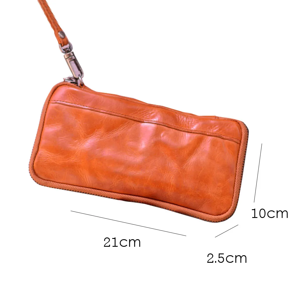 AETOO Handmade vegetable tanned leather men's wallet, first layer cowhide wallet, multifunctional retro large-capacity wallet 6