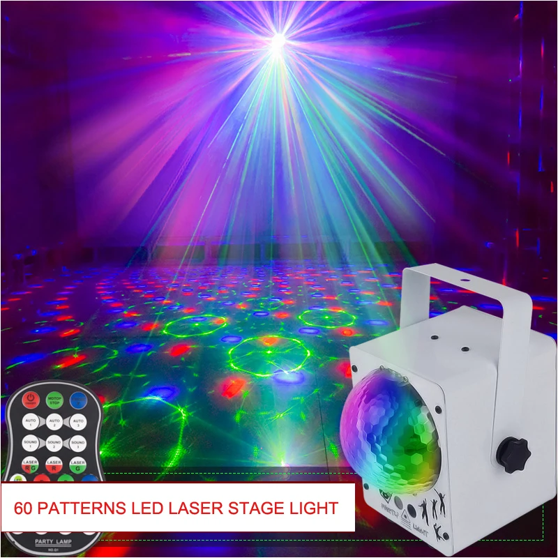 

LED Disco Laser Light RGB Projector Party Lights 60 Patterns Magic Ball Laser Party Holiday Christmas Stage Lighting Effects