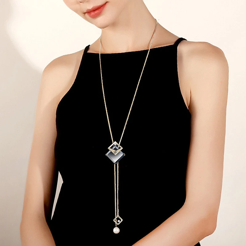 Длинное ожерелье s& Кулоны, модное свадебное ювелирное изделие, Панк Золотая Серебряная цепочка, геометрическое ожерелье с кристаллами для женщин, чокер-колье