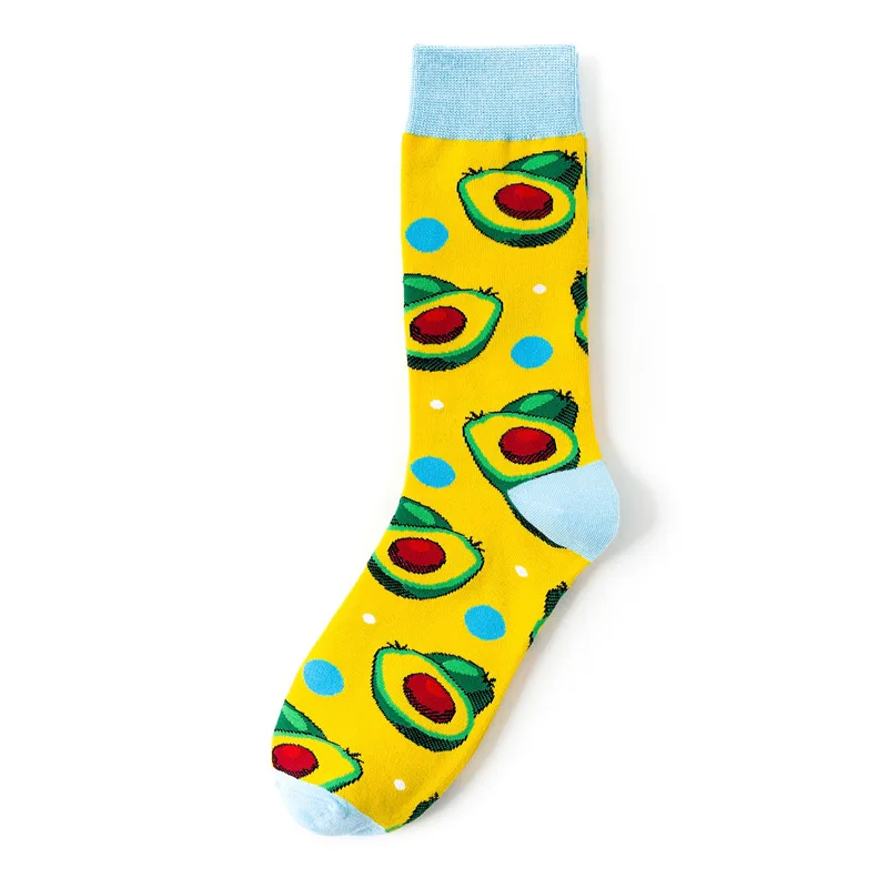 Модные женские милые носки с веселыми фруктами новые женские носки с забавным авокадо и пиццей мужские длинные забавные хлопковые носки красивые уличные цветные носки