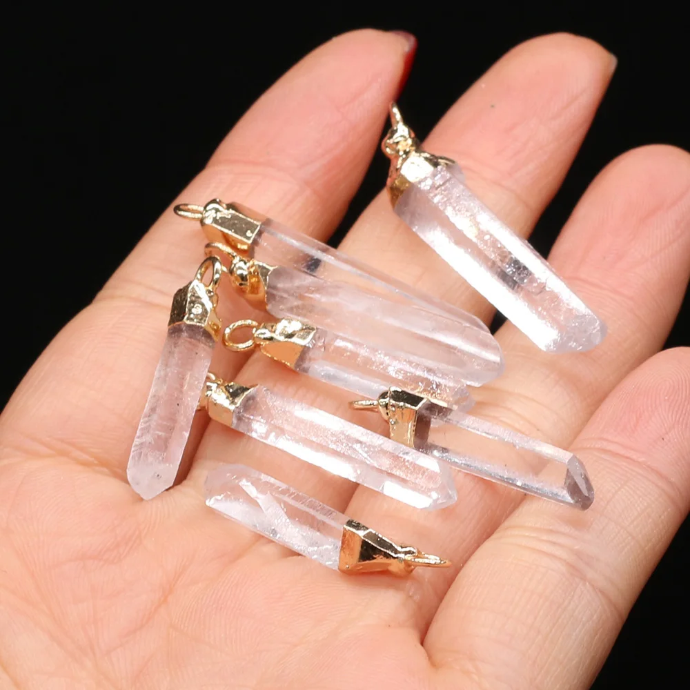 

2PCS Natural Stone Reiki Heal Pendant Charm Quartzs Crystal Column Pendant for DIY Earring Necklace Jewelry Making Accessories