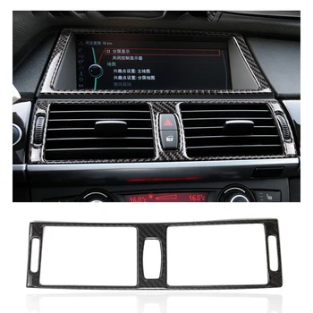 

for BMW E70 E71 X5 X6 Carbon Fiber Car Interior Navigation Control Panel air conditioner outlet Decorative Frame Cover Trim 2008