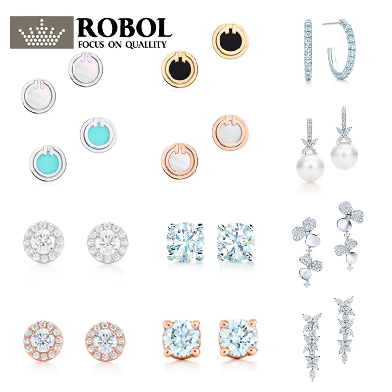 05 High Quality Original 925 Sterling Silver Earrings with Engraved Wedding Banquet Party Elegant Jewelry Free Shipp | Украшения и