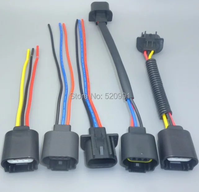 shhworldsea 1PCS H13 9008 Headlight Bulb Male female Wire Harness Connector Wiring Plug Socket Adapters H13 Bulb Holder