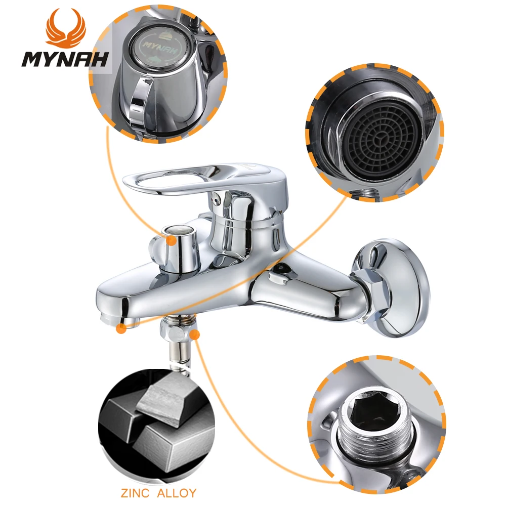 MYNAH Bathroom Faucets Wall Mounted Hot And Cold Water Faucet Zinc Alloy Bathtub Water Mixer Taps without Shower Hand bathtub faucet