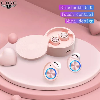 

LIGE Wireless Headphones Bluetooth 5.0 Noise Canceling Sports Headset Waterproof Built-in Mic Bluetooth Earphones Girl gift