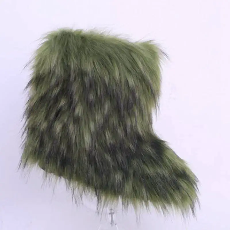 ORCHA LISA/Меховые Ботинки Зимняя обувь женские зимние ботинки с сумочкой и повязкой на голову; роскошные меховые зимние ботинки для женщин; высокие ботинки обувь на меху - Цвет: green