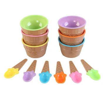 

New Color Ice Cream Bowls & Spoon Gift For Children Dessert Ice Cream Cup Ice Cream Tool Cup High Quality Plastic Bowl Spoon