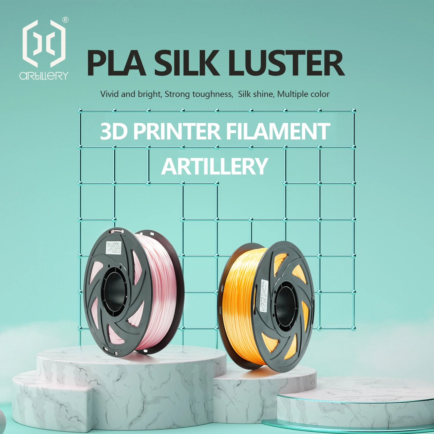 

Artillery 3Dprinter filament Silk PLA filaments in 1.75mm 1kg per roll materials Multi-colors Roll/box Packed Made in China