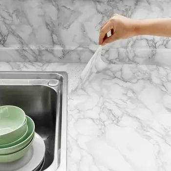 

PVC Marble Wall Sticker Kitchen Oil-proof Sticker Cabinets Stoves Waterproof Self-adhesive High-temperature Countertop Wallpaper