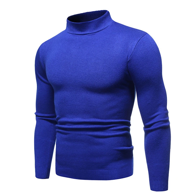 2020 New Men's Sexy Slim Fit Turtleneck Sweater Pullover Male Autumn Solid Color Long Sleeve High Neck Knitted Sweater Pullovers
