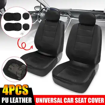 

4pcs PU Leather Front Car Seat Cover Protector Automobiles Seat Covers Dustproof Waterproof Universal for Truck Trailer VAN SUV