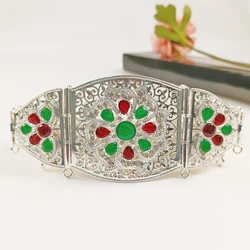 New Moroccan Women's Robe Belt Gold Red Green Stone National Wedding Dress Robe Metal Waist Chain Arab Bride Belt Jewelry