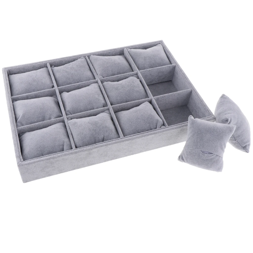 Soft Pillow Cushion 12 Slots Box for Jewelry Bracelet Bangle Watch Showcase Soft Pillow Cushion 12 Slots Box for Jewelry Bracelet Bangle Watch Showcase