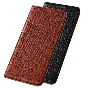 

Luxury ostrich natural leather magnetic phone holster for Huawei Nova 4E phone cover for Huawei Nova 4/Huawei Nova 3 phone bag