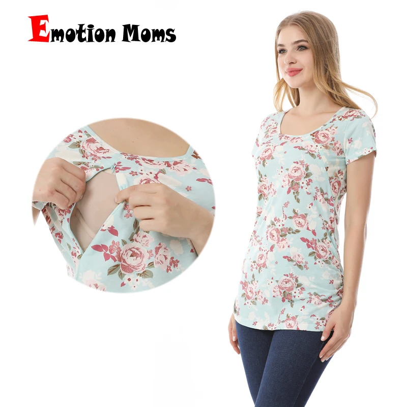Emotion Moms Short Sleeve Pregnancy Maternity Clothes Breastfeeding Tops Nursing Top Clothes for Pregnant Women Nursing T-shirt