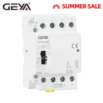 

Free Shipping GEYA Manual Contactor 4P 40A 63A 4NO 220V Din rail Household AC Modular Contactor