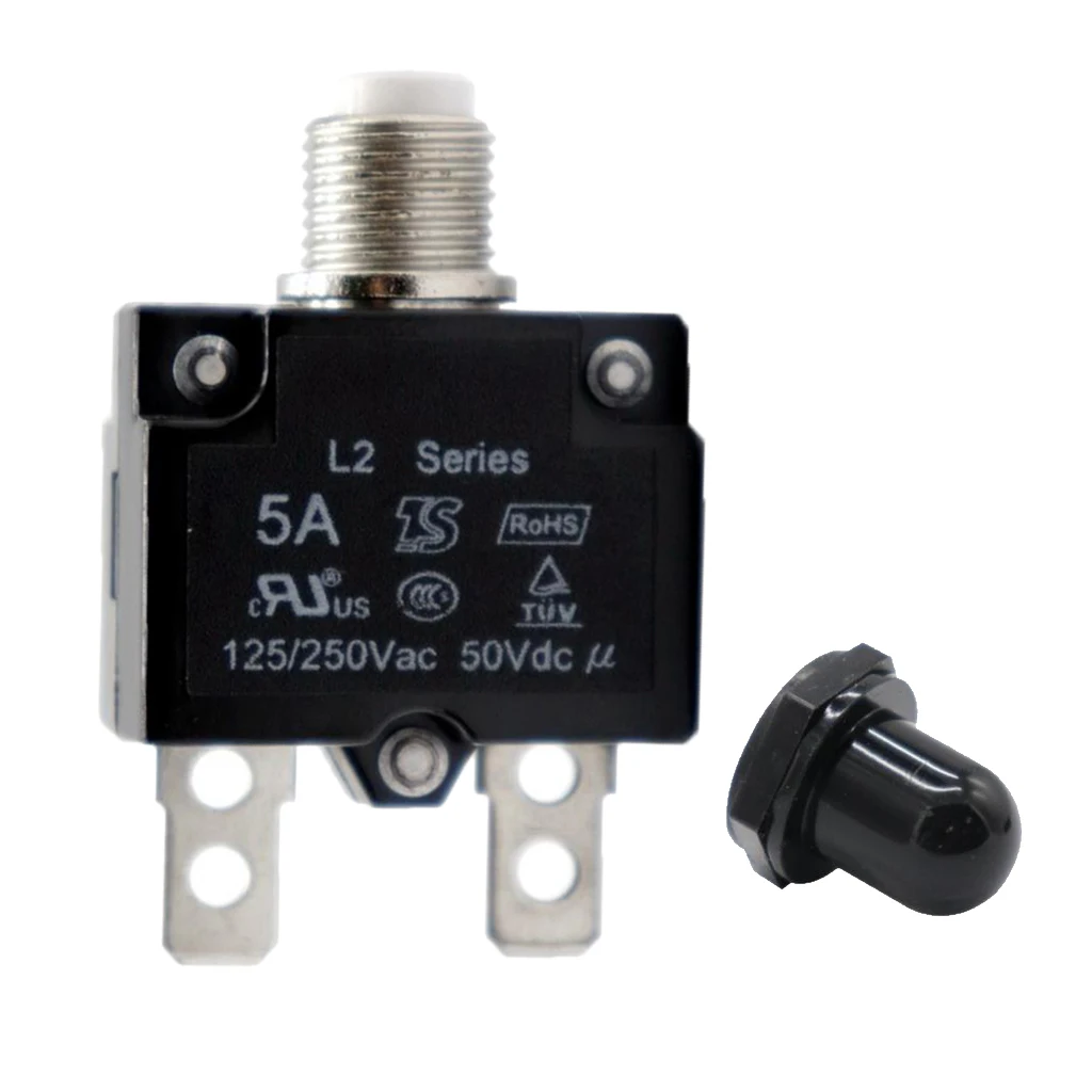 125/250 В AC 50VDC 5A переключатель кнопка сброса автоматический выключатель защита от перегрузки Swithc+ черный водонепроницаемый колпачок