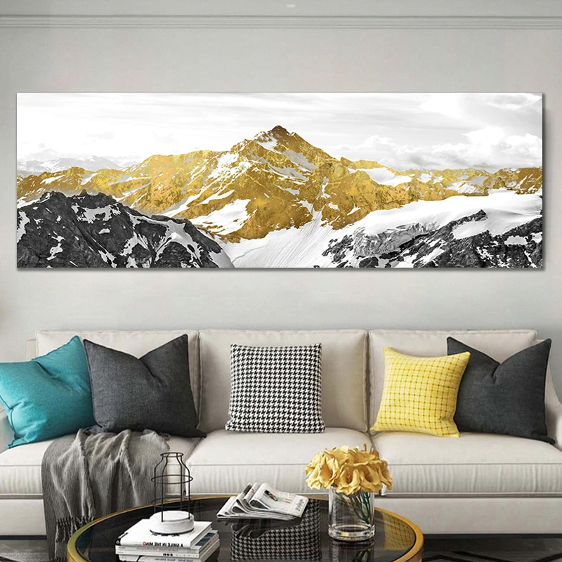 Golden Mountain Wall Art Printed on Canvas - CanvasPaintArt