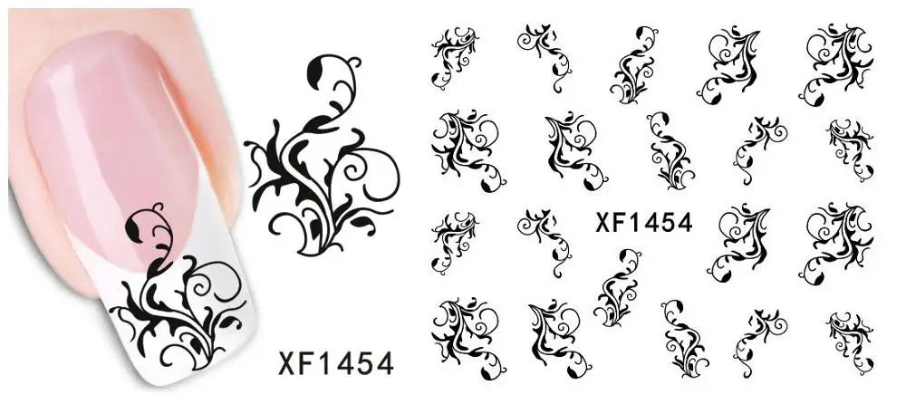 Цветочные узоры! Лак для ногтей наклейки милый дизайн переводные наклейки для ногтей - Цвет: CXF1454