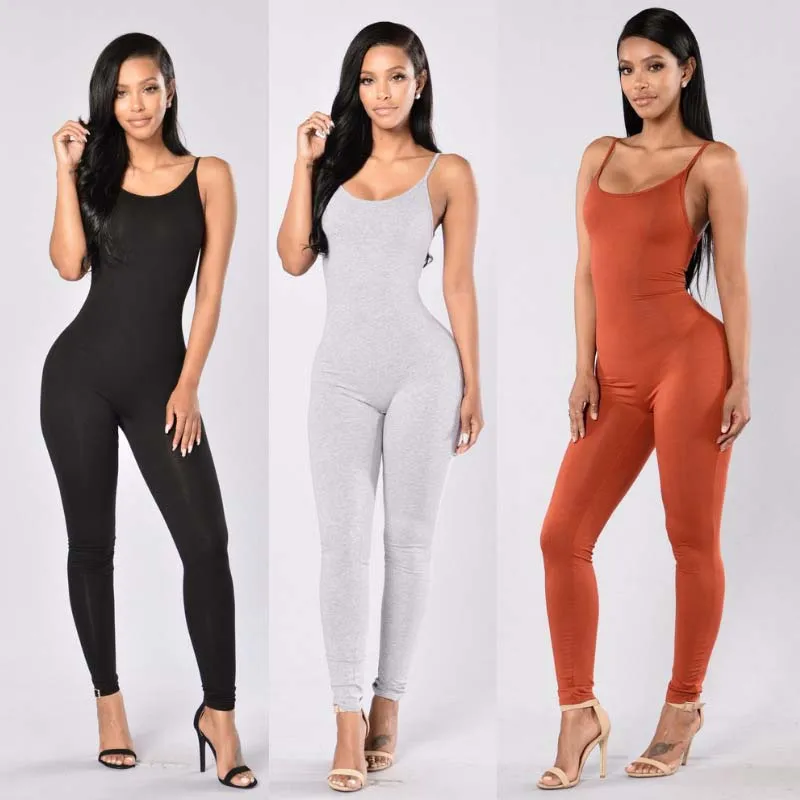 

Long Jumpsuit for Women Summer Round Neck Sleeveless Yoga Jumpsuits Sexy Backless Sportswear Slim Solid Color bodycon Jumpsuits