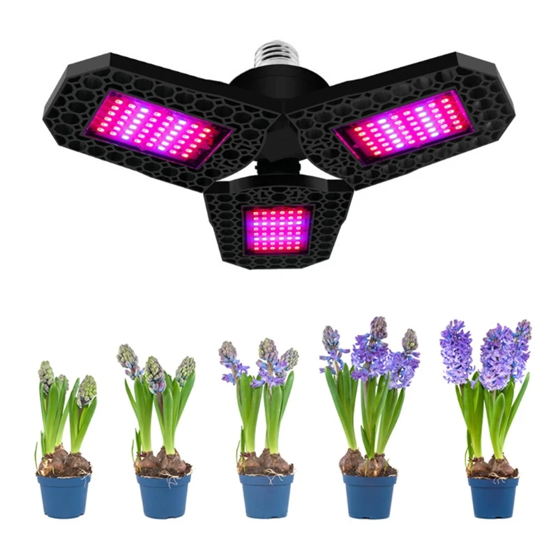 

3-leaf Foldable LED Plant Grow Light 40-80W Full Spectrum Red Blue Lamp for Plants Flowers Seedling Hydroponics Cultivation