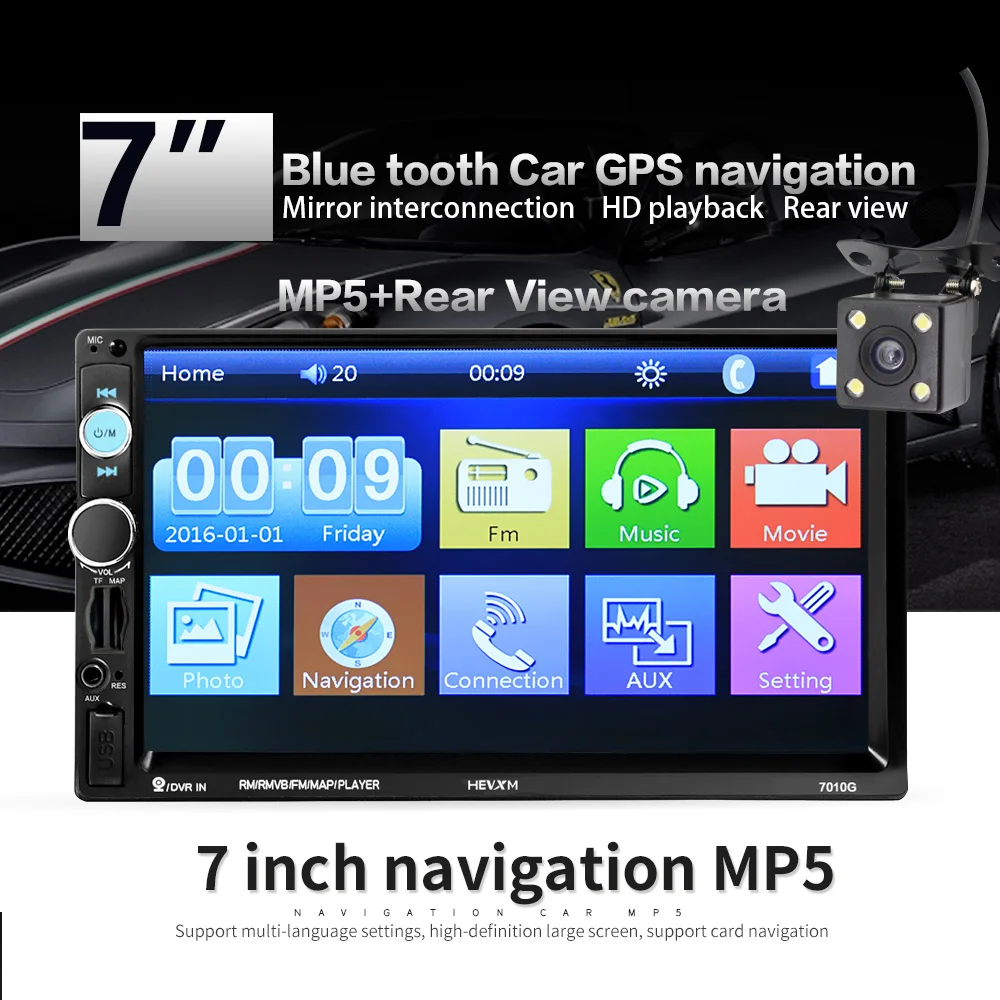 

2din autoradio 7'' Car Radio Multimedia Player GPS Navigation Camera Bluetooth MP5 Stereo Audio Car Radio Support Camera