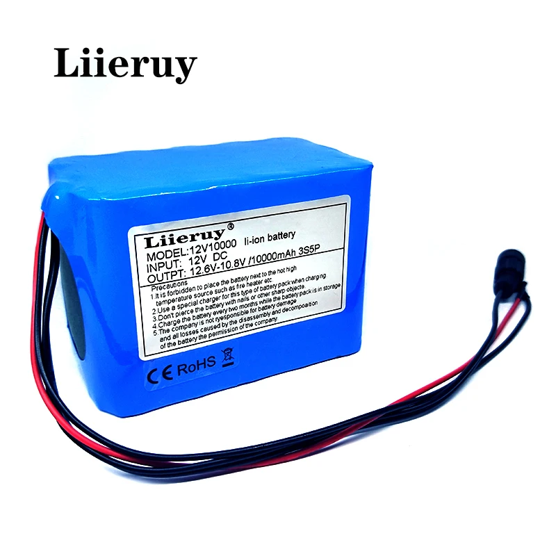 Liieruy100 % Новая защита большой емкости 12 в 10 Ач 18650 литиевая аккумуляторная батарея