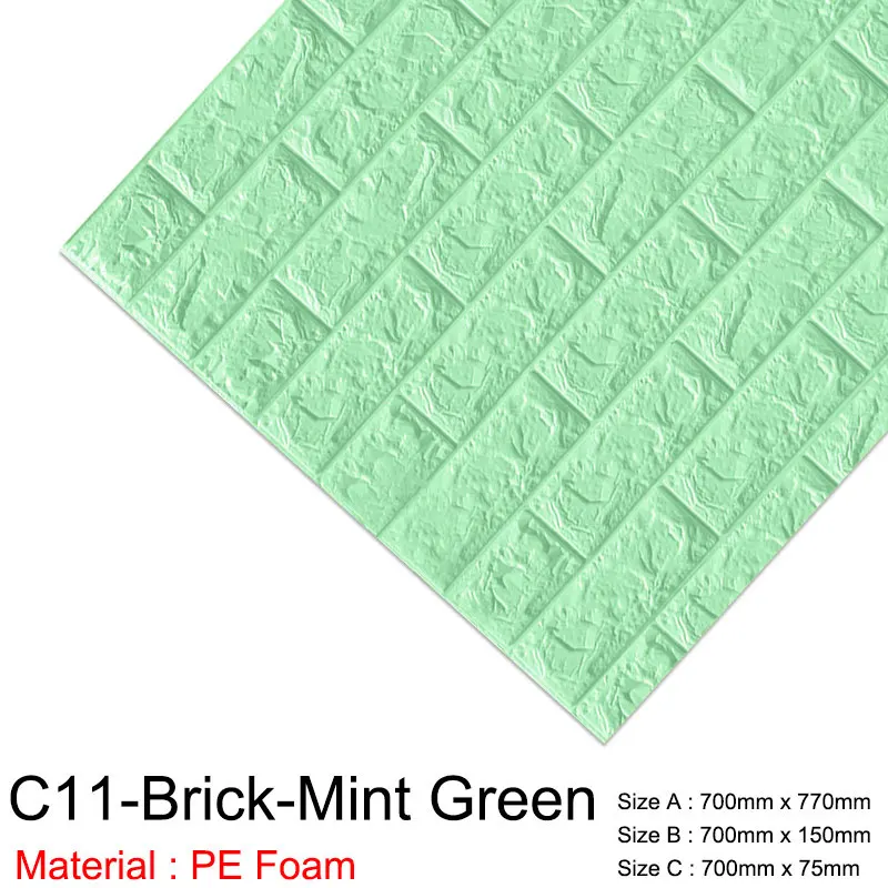C11-Brick-Mint Green 3D обои DIY Наклейка под мрамор Водонепроницаемая наклейка s стикер на стену s водонепроницаемый для детской комнаты 3D самоклеющиеся обои кирпич - Цвет: C11-Brick-Mint Green