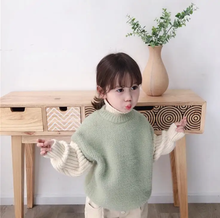 Новинка года; ; вязаный свитер для девочек; Модный зимний свитер-пуловер для девочек 3-8 лет; HH872 - Цвет: Армейский зеленый