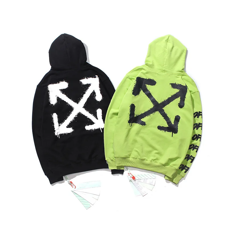 OFF-WHITE Ограниченная серия флуоресцентная зеленая Толстовка Arrow