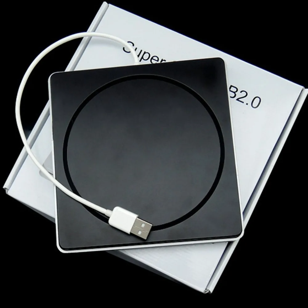 Laptop Type Suction Super Slim USB 2.0 Slot In External DVD Burner DVD-RW External Drives Box Enclosure Case