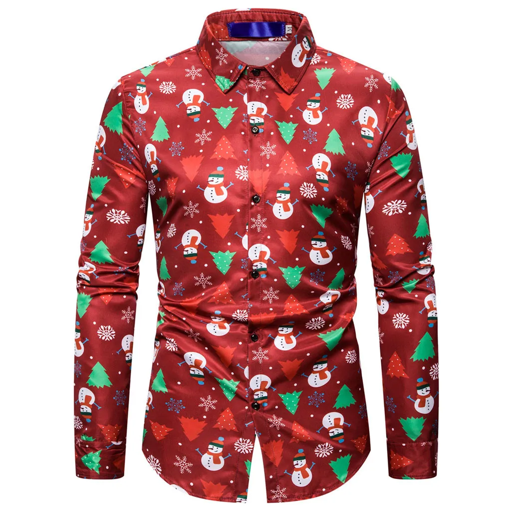 Red 2 Мужская рубашка chemise homme moda masculina осень зима Свободная Повседневная Рождественская тонкая рубашка с длинными рукавами Топ Блузка для женщин - Цвет: Red 2