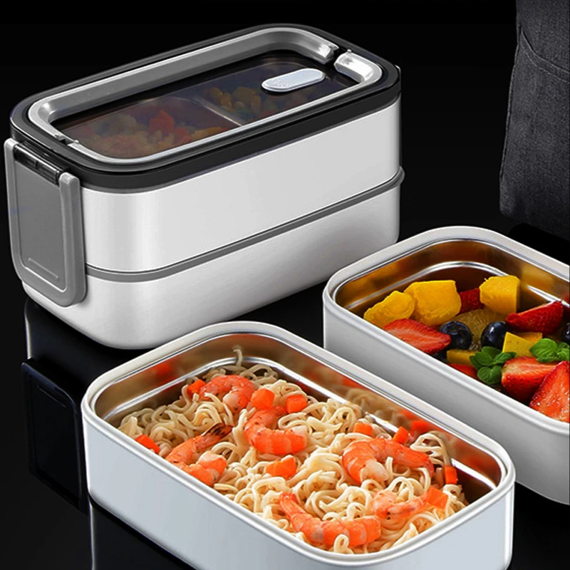 

Lunch Box Sealed Fresh- keeping Box Bento Box Microwave Oven Portable Lunch Box for Kids Container 304 Stainless Steel Square