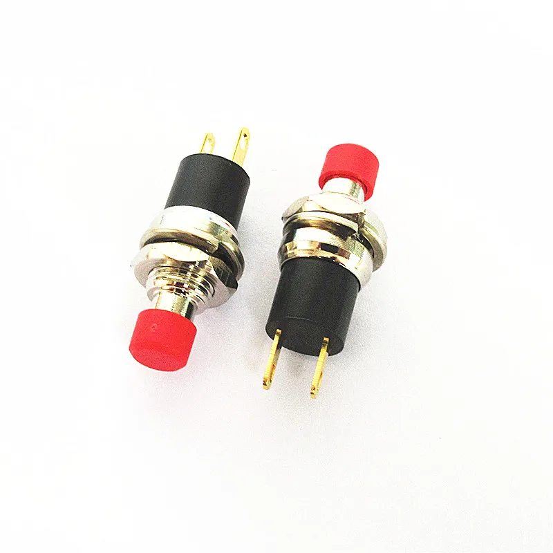 

PB05A PBS-110 Red Head Self-Locking Switch Opening 7MM Small Button with Self-Locking 2-Leg Gold Feet SWITCHES