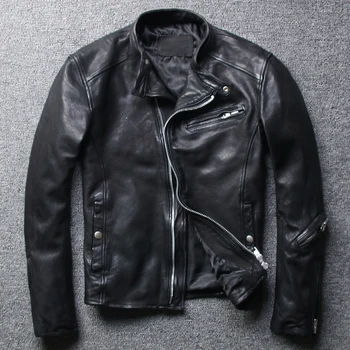 

Motorcycle Genuine Leather Jacket Men Korean Slim 100% Sheepskin Coat Spring Autumn Mens Leather Jackets 2020 KJ2307