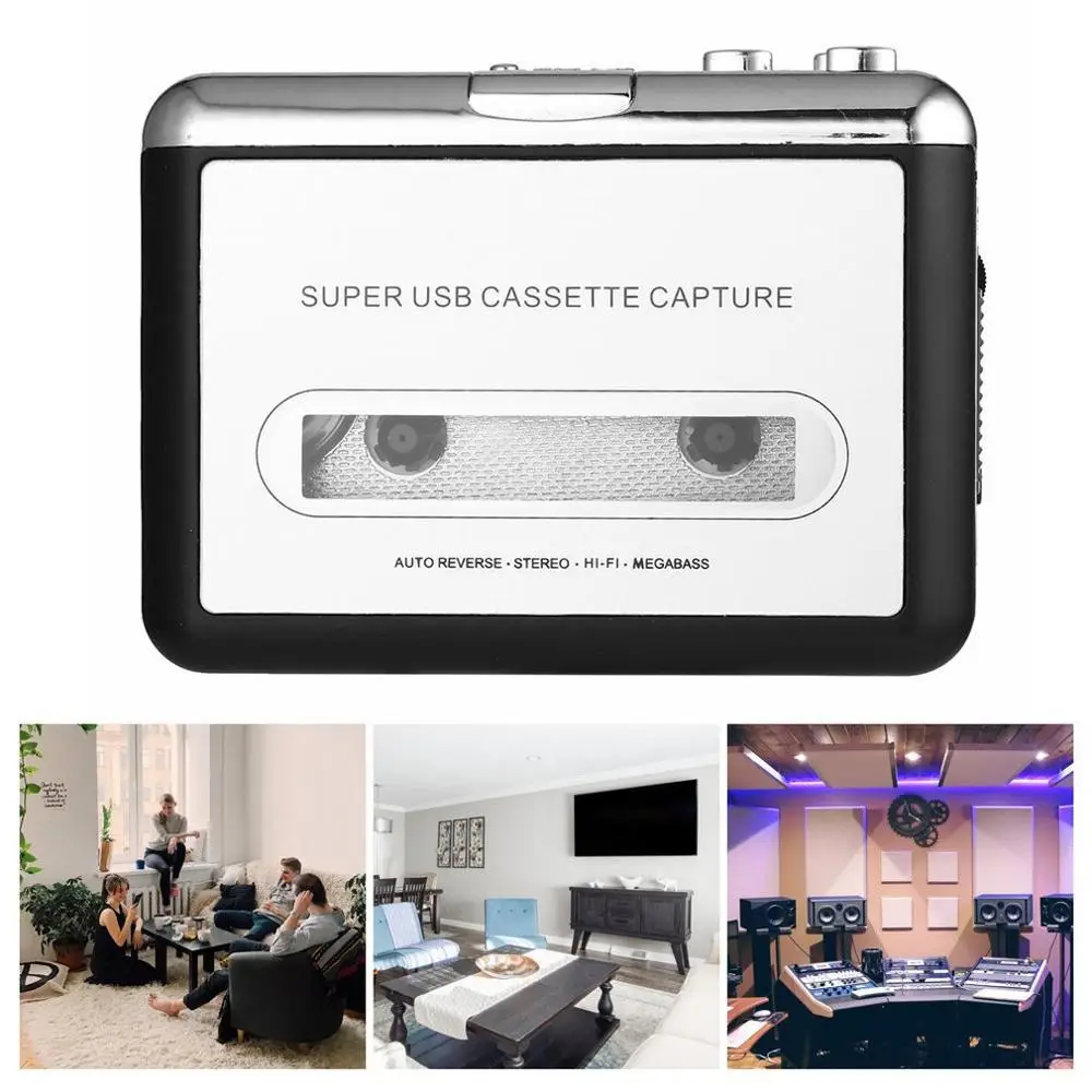 USB2.0 Portable Tape to PC Super Cassette to MP3 Audio Music CD Digital Player Converter Capture Recorder + Headphones